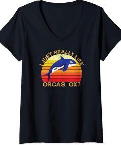 Womens Orca Funny Animal Quote With Vintage Shape Design V-Neck T-Shirt