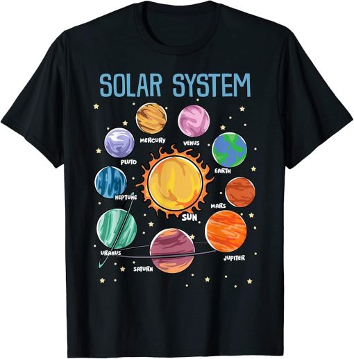 Solar System Planets Science Space Boys Girls STEM Kids T-Shirt