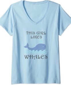 Womens Cute Whale Nature Orca Sea Animal V-Neck T-Shirt