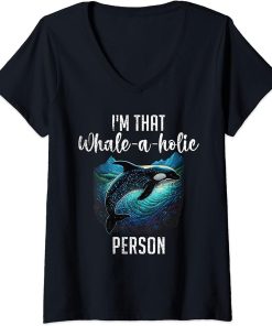 Womens Whales Watch Dolphin Pottwhal Funny Saying Orca Whale V-Neck T-Shirt