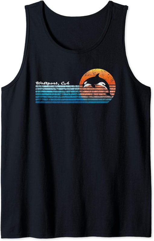 Vintage Westport, CA Retro 80s Orca Sunset Tank Top