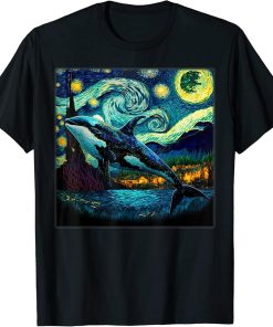 Surrealism Starry Night Orca Whale T-Shirt